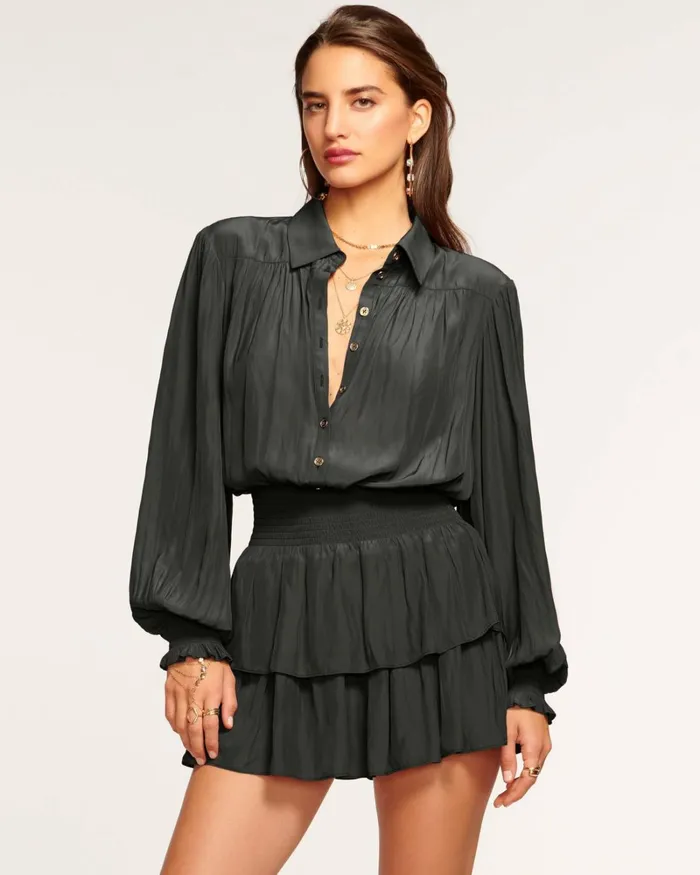 Women Charlie Button Down Mini Dress Poppy Pink Ramy Brook Dresses