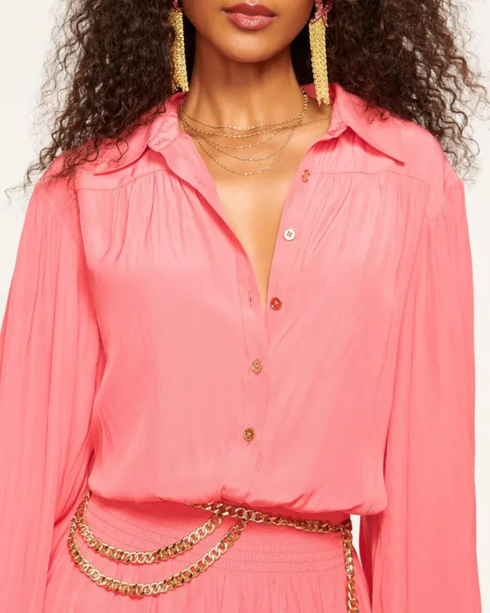 Women Charlie Button Down Mini Dress Poppy Pink Ramy Brook Dresses Women Charlie Button Down Mini Dress Poppy Pink Ramy Brook Dresses