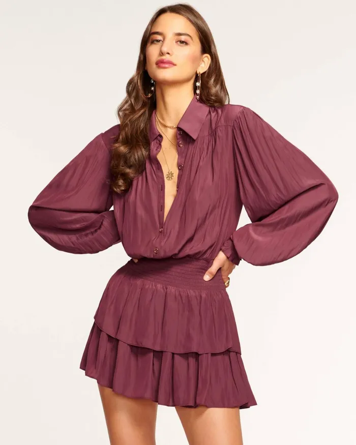 Women Charlie Button Down Mini Dress Poppy Pink Ramy Brook Dresses Women Charlie Button Down Mini Dress Poppy Pink Ramy Brook Dresses