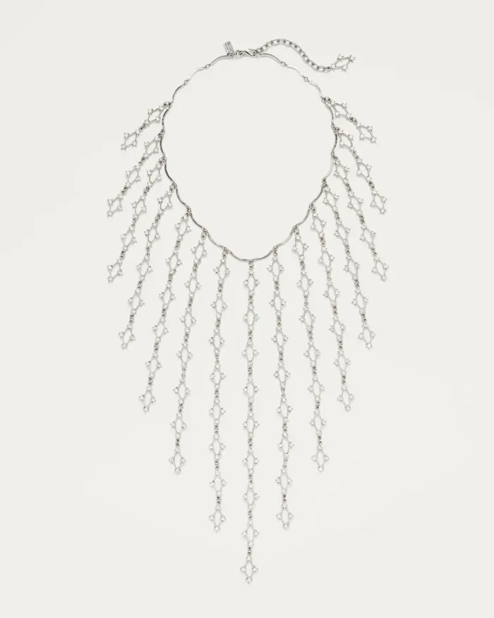 Women Clarion Crystal Waterfall Necklace Silver Ramy Brook Jewelry