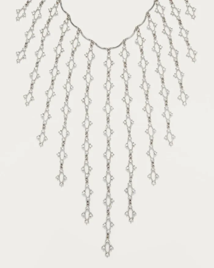 Women Clarion Crystal Waterfall Necklace Silver Ramy Brook Jewelry