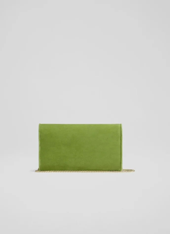 Women Clutch Bags LKBennett Dominica Apple Green Suede Clutch Bag Women Clutch Bags LKBennett Dominica Apple Green Suede Clutch Bag