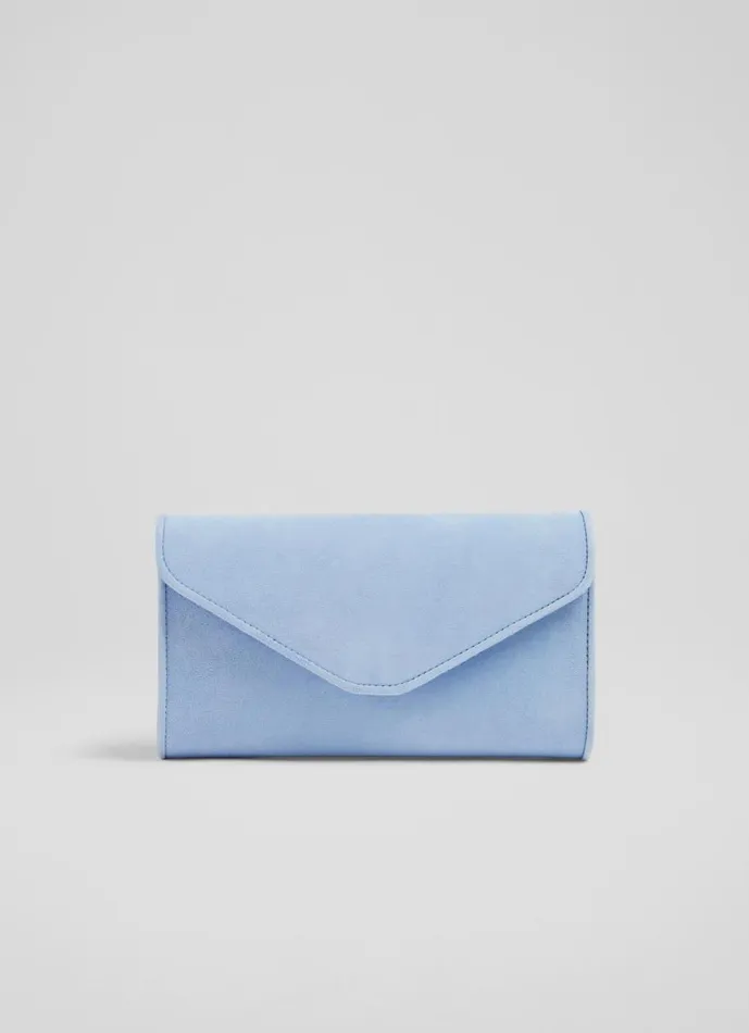 Women Clutch Bags LKBennett Dominica Pale Blue Suede Clutch Bag