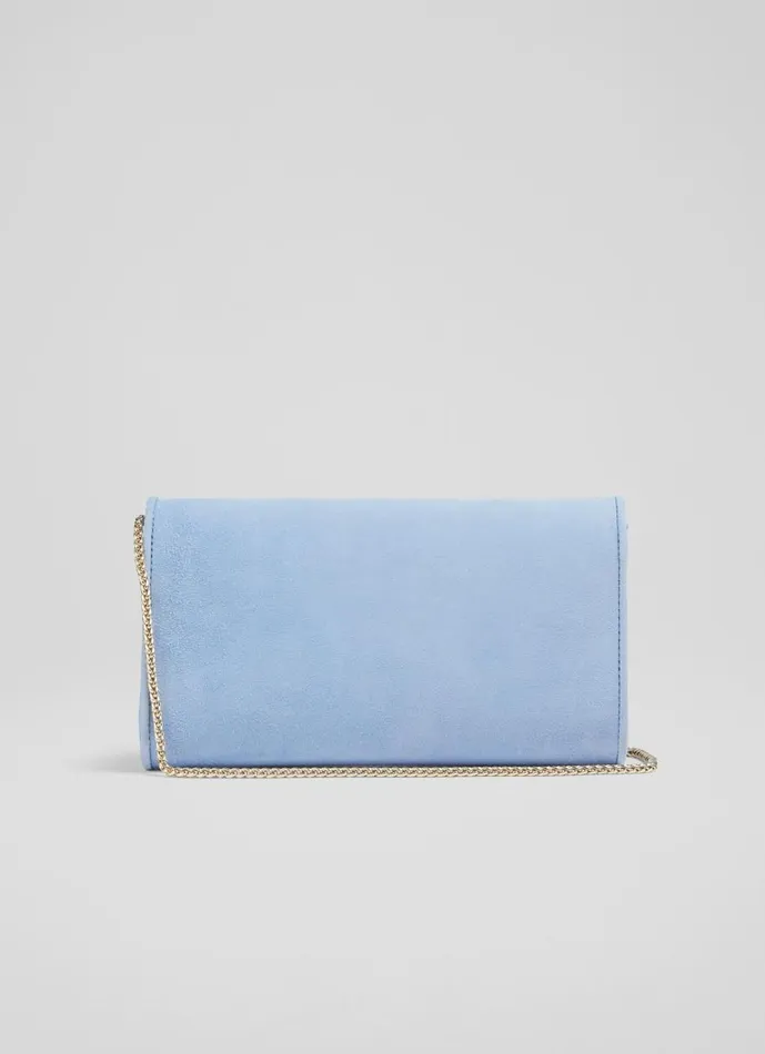 Women Clutch Bags LKBennett Dominica Pale Blue Suede Clutch Bag Women Clutch Bags LKBennett Dominica Pale Blue Suede Clutch Bag