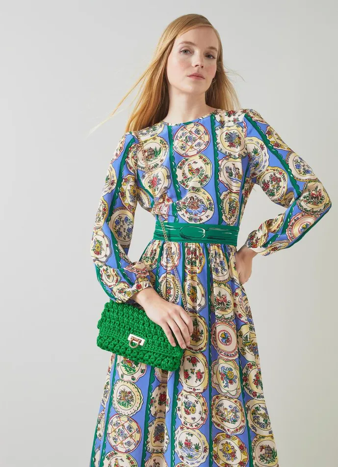 Women Clutch Bags LKBennett Essie Green Woven Fabric Clutch Women Clutch Bags LKBennett Essie Green Woven Fabric Clutch