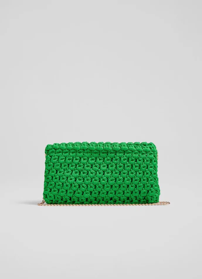 Women Clutch Bags LKBennett Essie Green Woven Fabric Clutch Women Clutch Bags LKBennett Essie Green Woven Fabric Clutch