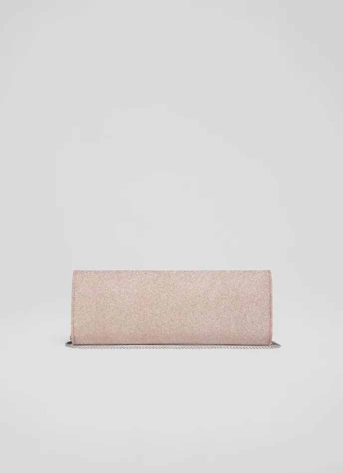Women Clutch Bags LKBennett Lucille Rose Fine Glitter Clutch Bag Women Clutch Bags LKBennett Lucille Rose Fine Glitter Clutch Bag