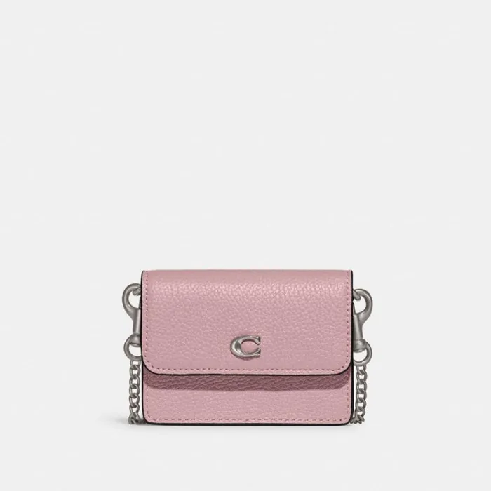 Women Clutches Coach Half Flap Card Case Silverfaded Purple