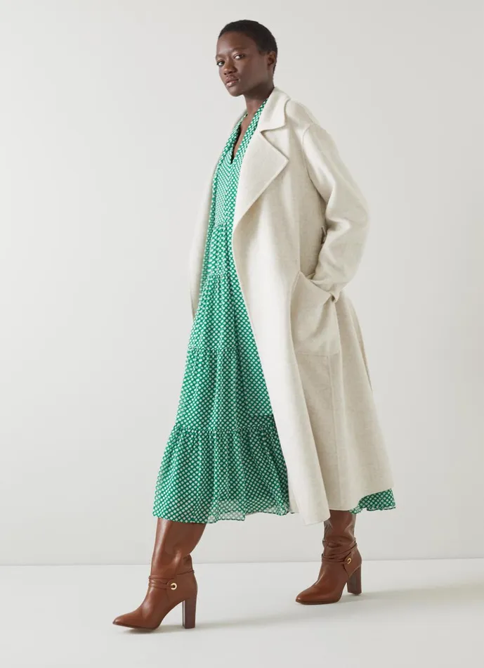 Women Coats and Jackets LKBennett Anderson Cream DoubleFaced Wool Coat Cream