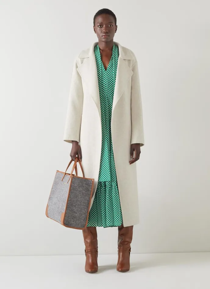 Women Coats and Jackets LKBennett Anderson Cream DoubleFaced Wool Coat Cream