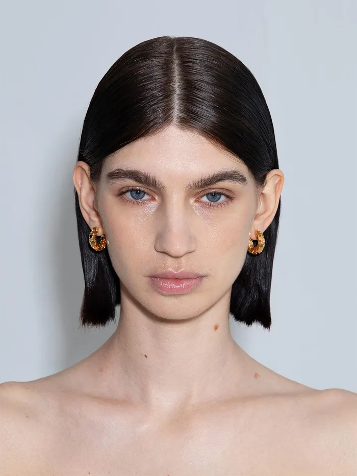 Women Cooper Medium 18kt GoldPlated Hoop Earrings Aeyde Earrings