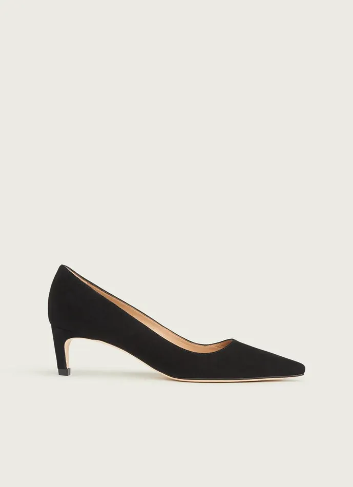 Women Court Shoes LKBennett Ava Black Suede Kitten Heel Courts Black