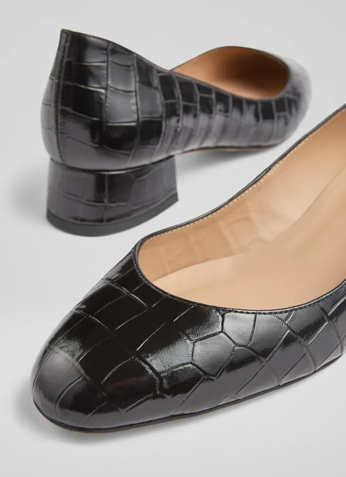 Women Court Shoes LKBennett Blaine Black Croc Effect Pumps Black Women Court Shoes LKBennett Blaine Black Croc Effect Pumps Black