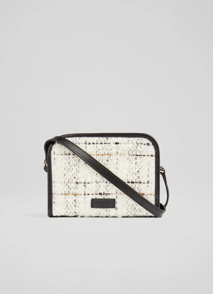 Women CrossBody Bags LKBennett Gigi Cream Tweed Crossbody Bag