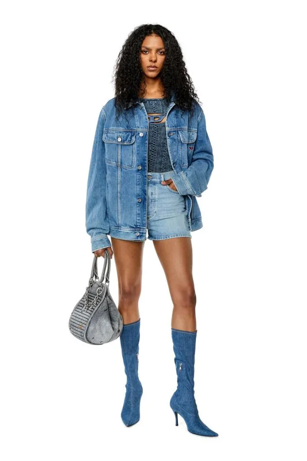 Women DGer Light Blue Diesel Trousers And Shorts