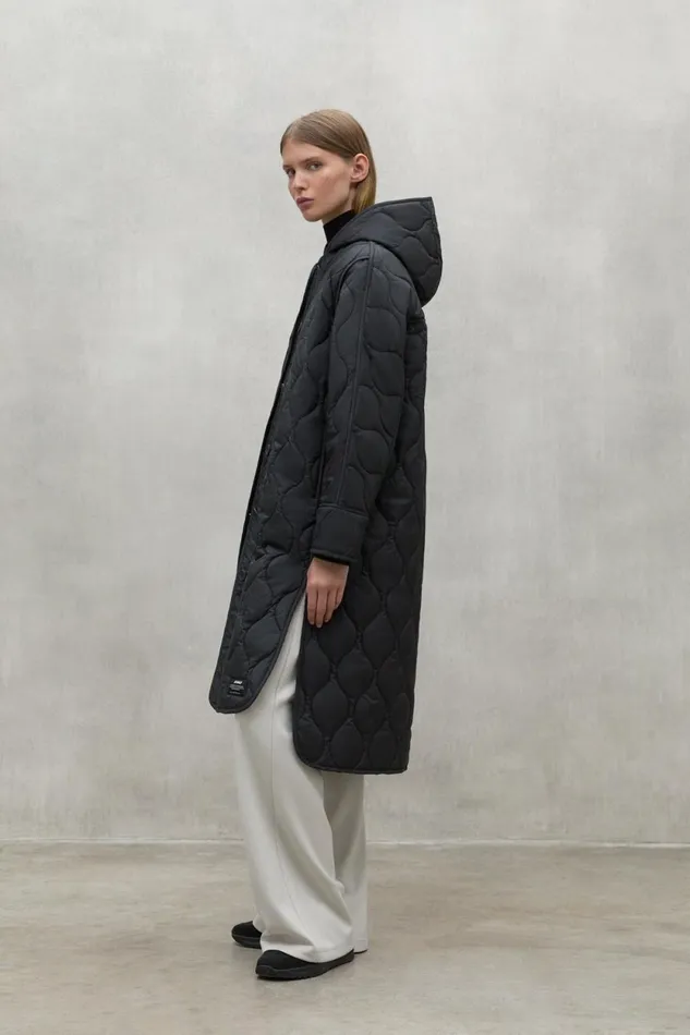 Women Dark Grey Lezna Coat With Hood Ecoalf Coats And Jackets