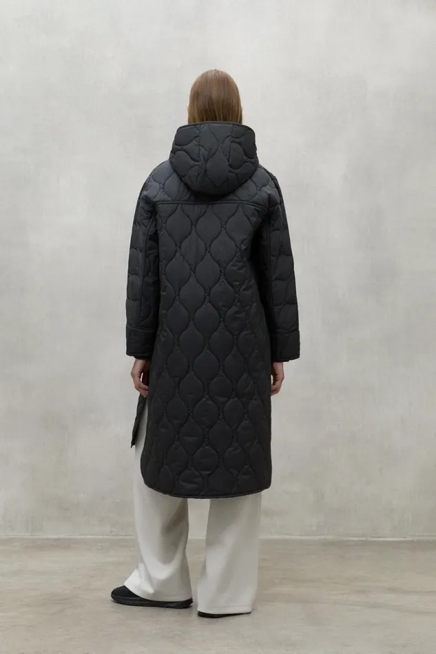 Women Dark Grey Lezna Coat With Hood Ecoalf Coats And Jackets