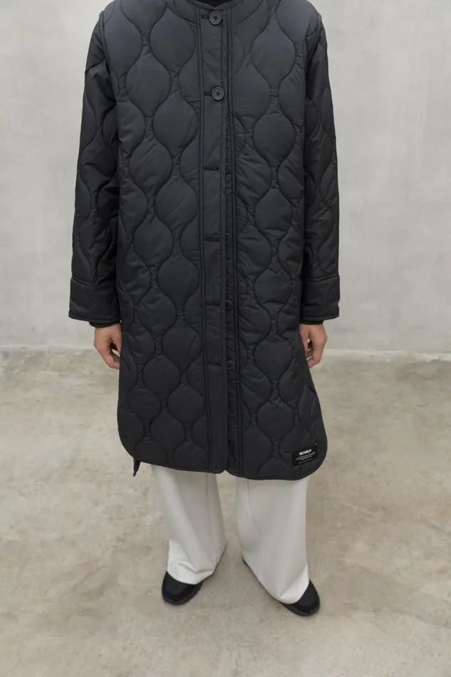 Women Dark Grey Lezna Coat With Hood Ecoalf Coats And Jackets