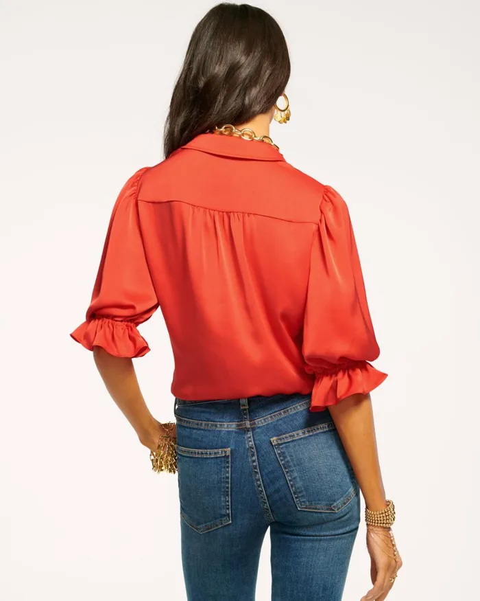 Women Dina Button Down Bodysuit Red Swirl Ramy Brook Tops Women Dina Button Down Bodysuit Red Swirl Ramy Brook Tops