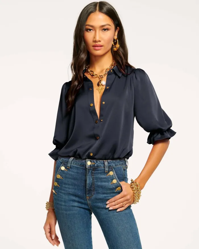 Women Dina Button Down Bodysuit Red Swirl Ramy Brook Tops Women Dina Button Down Bodysuit Red Swirl Ramy Brook Tops