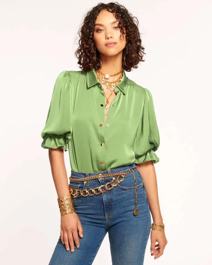 Women Dina Button Down Bodysuit Red Swirl Ramy Brook Tops Women Dina Button Down Bodysuit Red Swirl Ramy Brook Tops