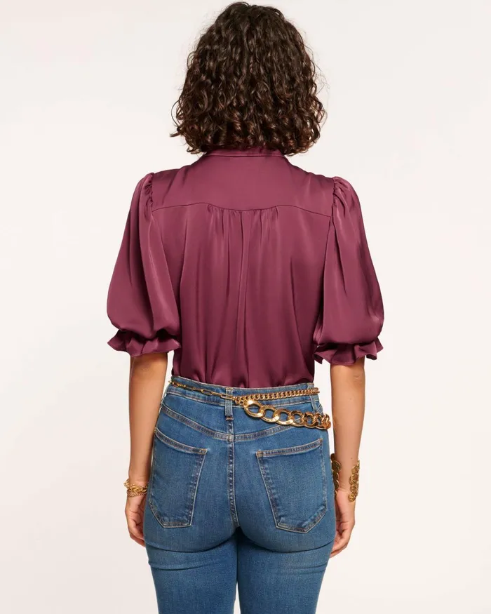Women Dina Button Down Bodysuit Red Swirl Ramy Brook Tops Women Dina Button Down Bodysuit Red Swirl Ramy Brook Tops
