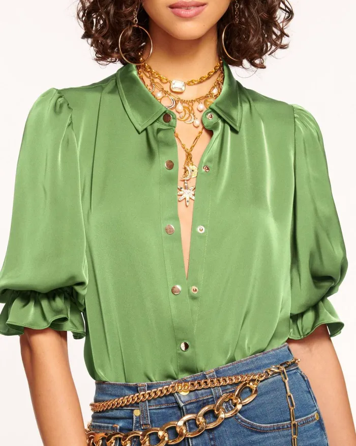 Women Dina Button Down Bodysuit Red Swirl Ramy Brook Tops Women Dina Button Down Bodysuit Red Swirl Ramy Brook Tops