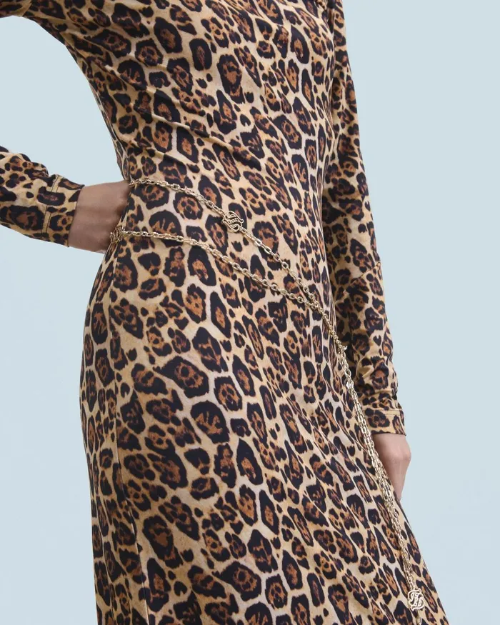 Women Dresses and Jumpsuits From Future Long Jersey Long Sleeve Dress Hot Leopard