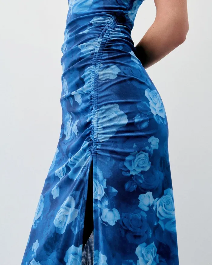 Women Dresses and Jumpsuits From Future Long Mesh Dress With Fine Straps Romantic Roses