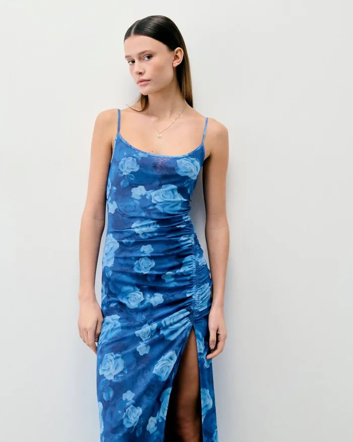Women Dresses and Jumpsuits From Future Long Mesh Dress With Fine Straps Romantic Roses