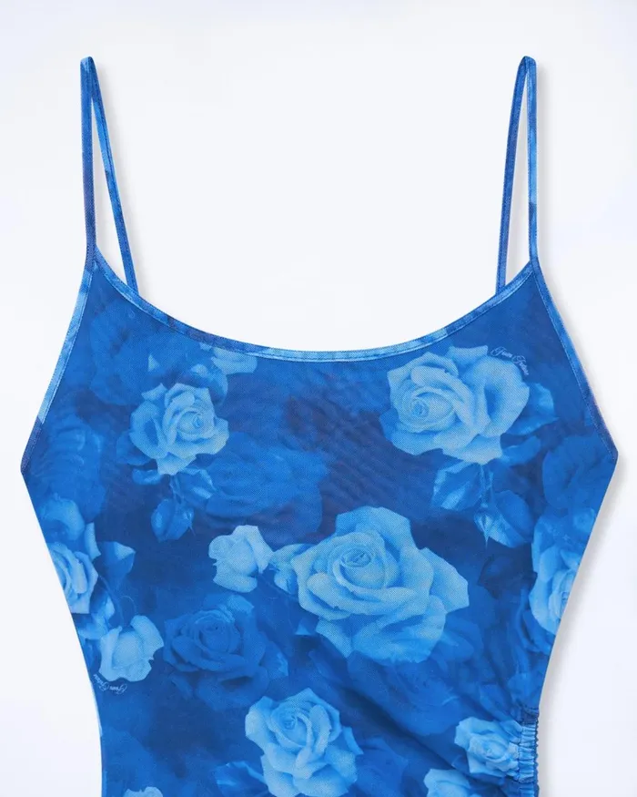 Women Dresses and Jumpsuits From Future Long Mesh Dress With Fine Straps Romantic Roses