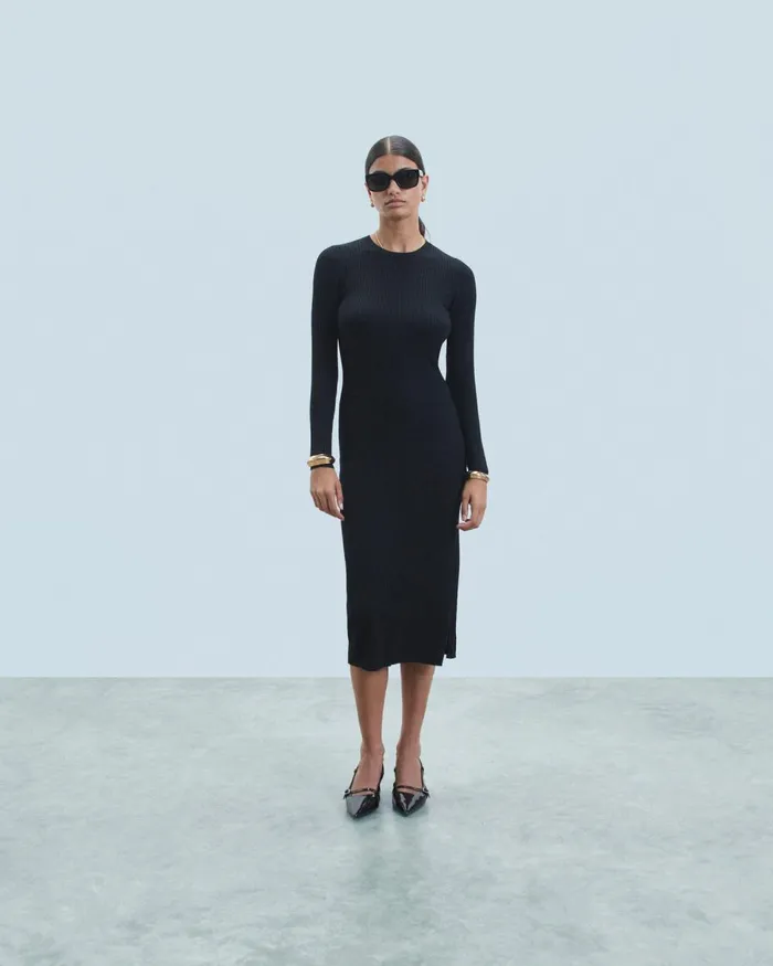 Women Dresses and Jumpsuits From Future Long Sleeve Ribbed Slit Long Dress Black Women Dresses and Jumpsuits From Future Long Sleeve Ribbed Slit Long Dress Black