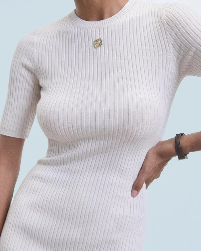Women Dresses and Jumpsuits From Future Short Sleeve Short Dress 34 Sleeves Sand