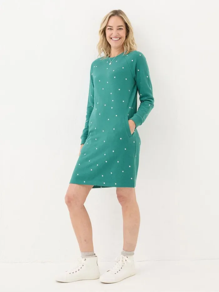 Women Dresses Fat Face Georgia Green Embroidered Sweat Dress