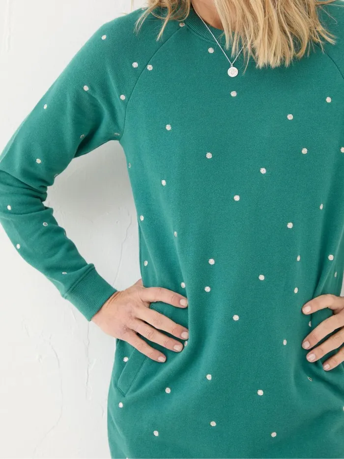 Women Dresses Fat Face Georgia Green Embroidered Sweat Dress