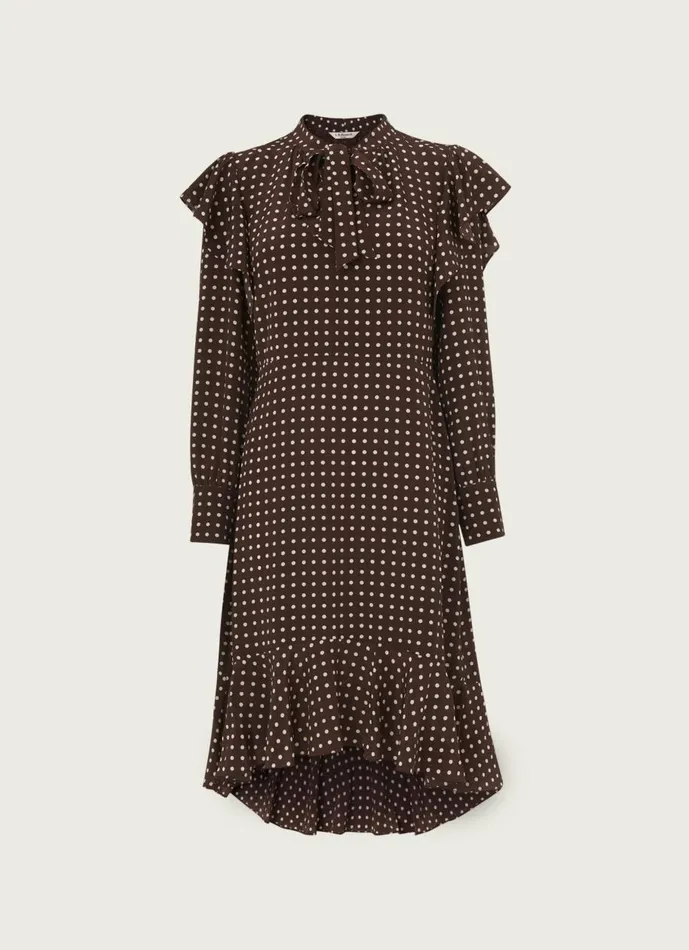 Women Dresses LKBennett Elizabeth Brown And Cream Polka Dot Silk Dress Brown Women Dresses LKBennett Elizabeth Brown And Cream Polka Dot Silk Dress Brown