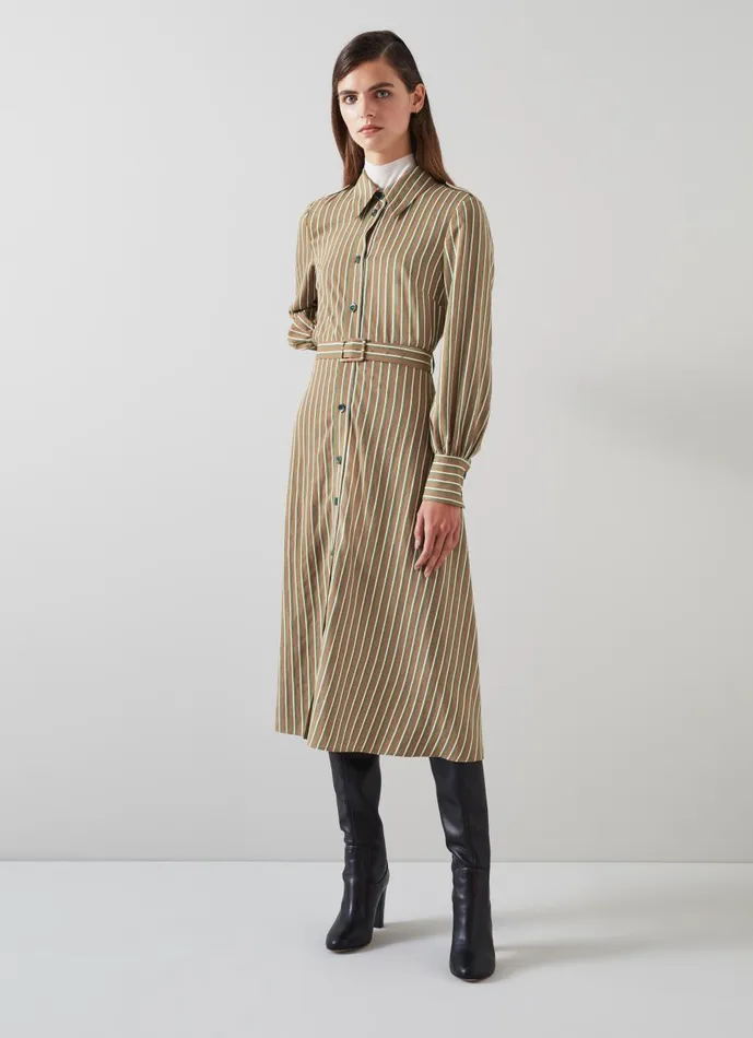 Women Dresses LKBennett Frances Striped Sustainable Viscose Rich Shirt Dress Multi
