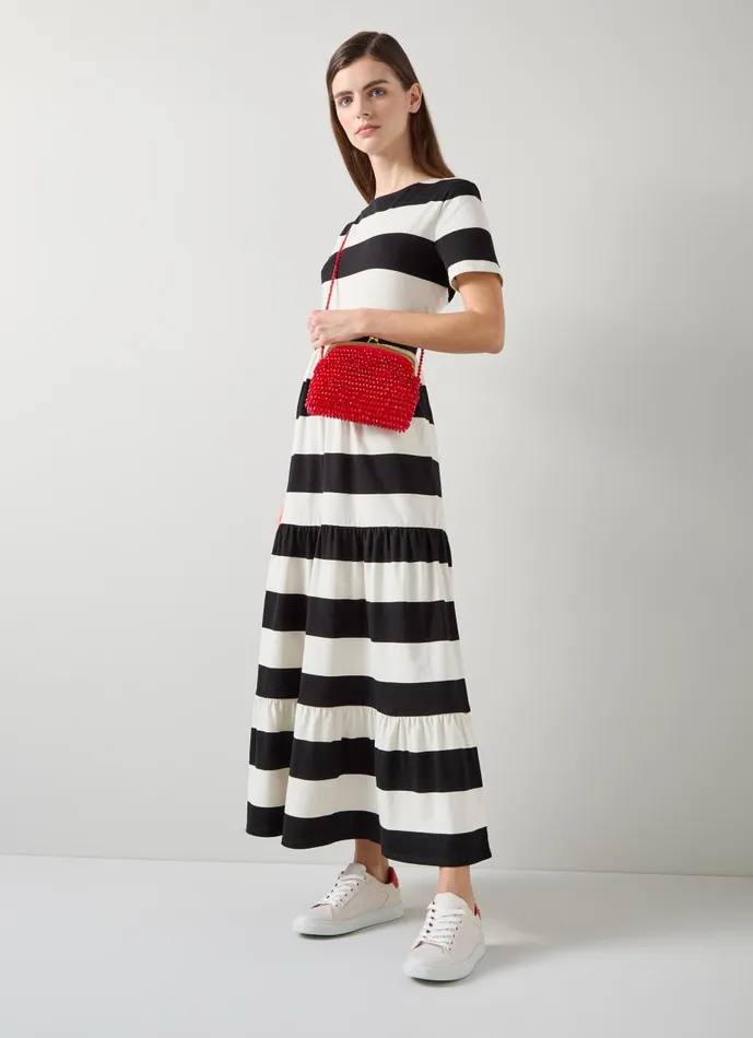 Women Dresses LKBennett Leigh Stripe Jersey Dress Black Cream