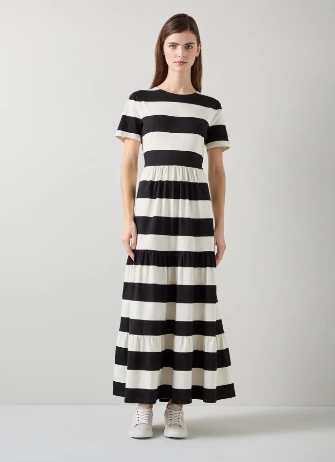 Women Dresses LKBennett Leigh Stripe Jersey Dress Black Cream Women Dresses LKBennett Leigh Stripe Jersey Dress Black Cream