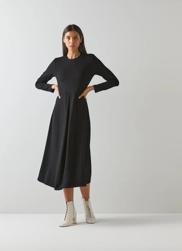 Women Dresses LKBennett Maria Black Jersey Fit And Flare Dress Black
