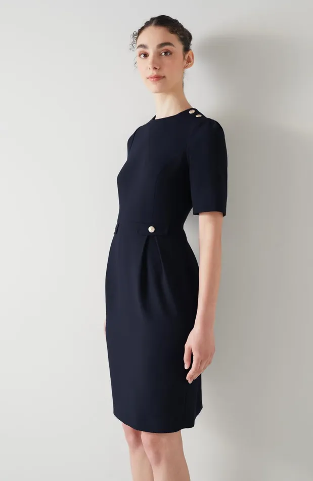 Women Dresses LKBennett Marjorie Navy Crepe Shift Dress Midnight