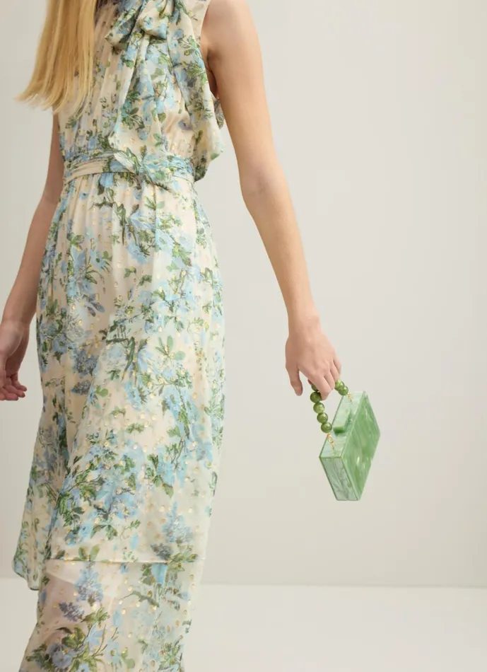 Women Dresses LKBennett Robyn Neon Garden Print SilkBlend Dress Cream Women Dresses LKBennett Robyn Neon Garden Print SilkBlend Dress Cream