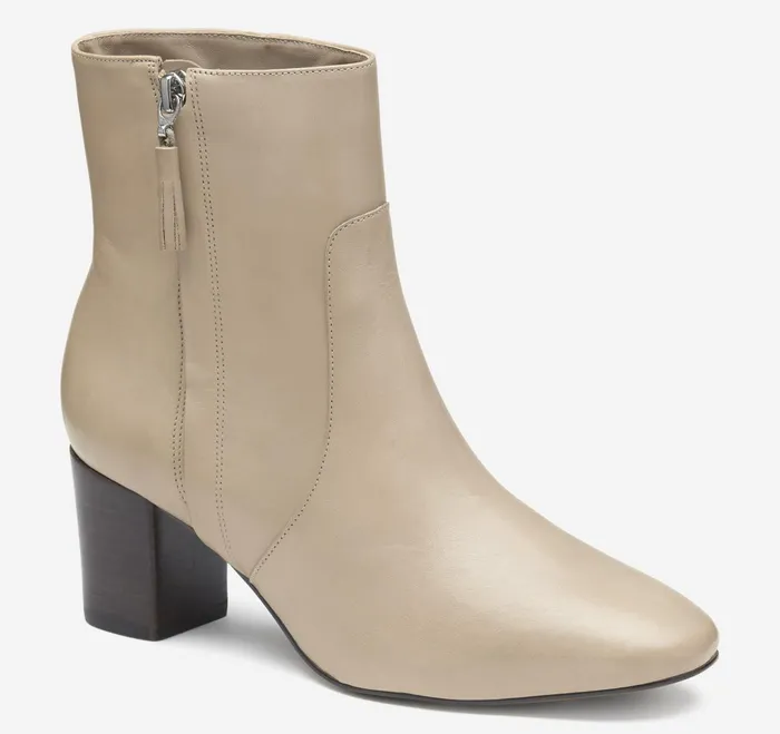 Women Eleanor SideZip Bootie Beige Calfskin JohnstonandMurphy Heels and Platform Wedges Women Eleanor SideZip Bootie Beige Calfskin JohnstonandMurphy Heels and Platform Wedges