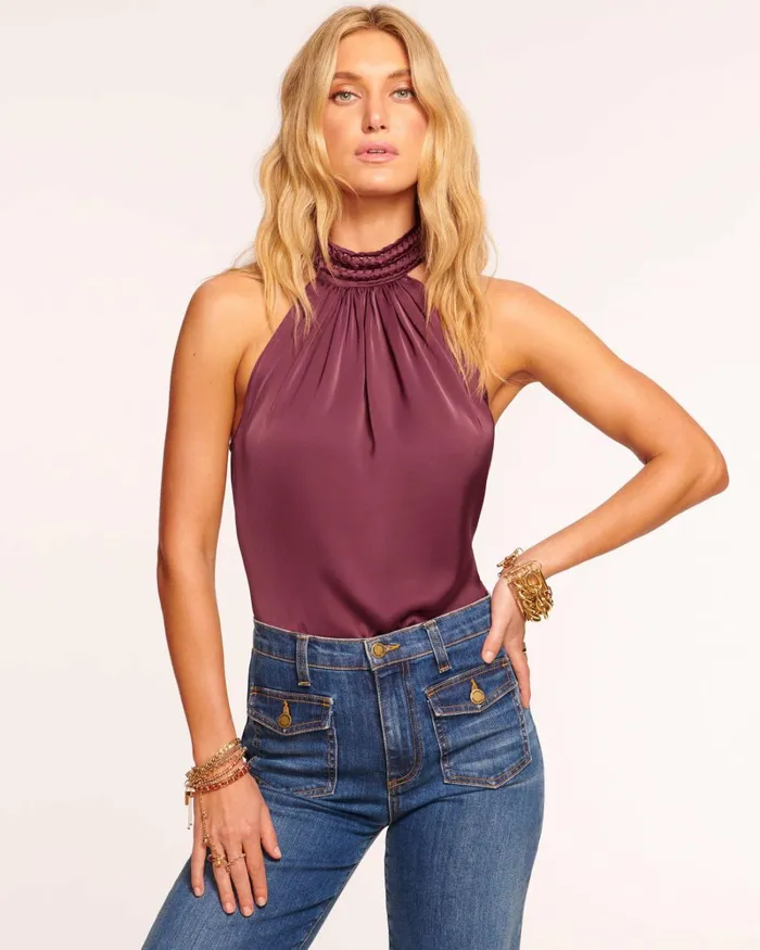 Women Everleigh High Neck Tank Top Cabernet Ramy Brook Tops