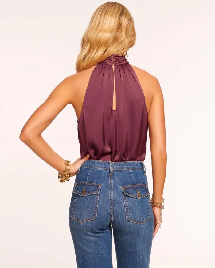 Women Everleigh High Neck Tank Top Cabernet Ramy Brook Tops Women Everleigh High Neck Tank Top Cabernet Ramy Brook Tops