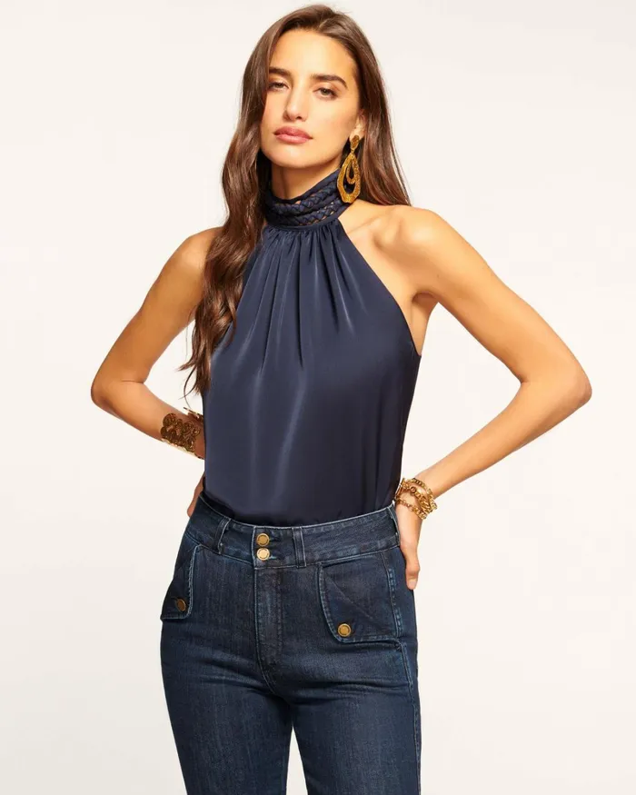 Women Everleigh High Neck Tank Top Cabernet Ramy Brook Tops Women Everleigh High Neck Tank Top Cabernet Ramy Brook Tops