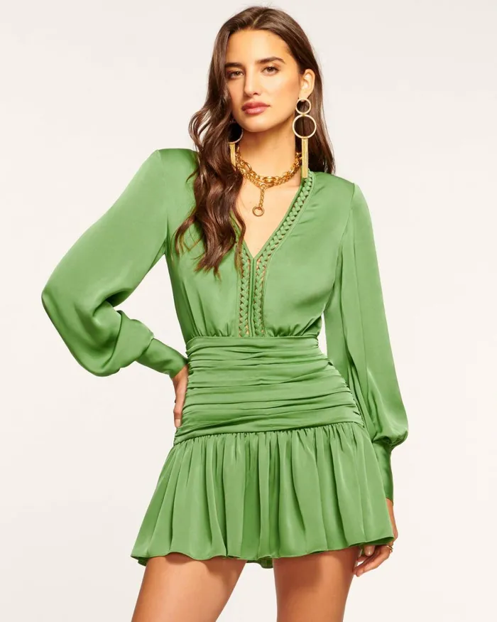 Women Faith Ruched Mini Dress Spruce Ramy Brook Dresses