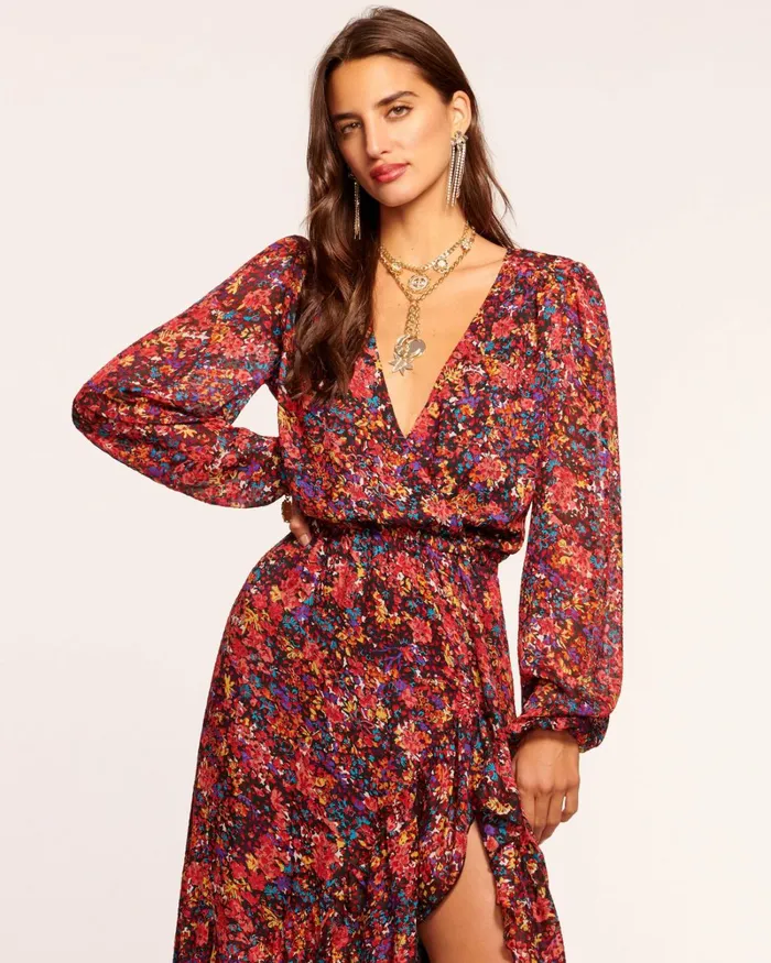Women Fatima Long Sleeve Midi Dress French Floral Ramy Brook Dresses