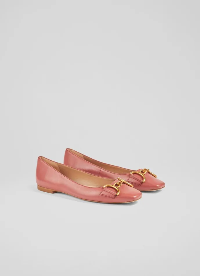 Women Flats LKBennett Charlotte Pink Leather SnaffleDetail Flats Dark Rose Women Flats LKBennett Charlotte Pink Leather SnaffleDetail Flats Dark Rose