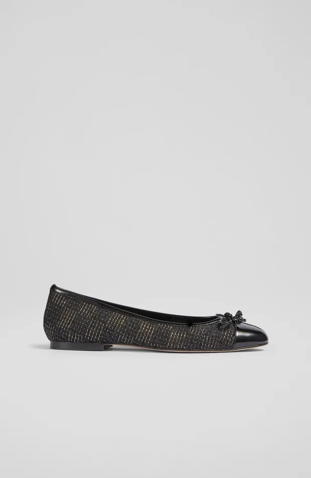 Women Flats LKBennett Kara Black Tweed Ballet Pumps Black